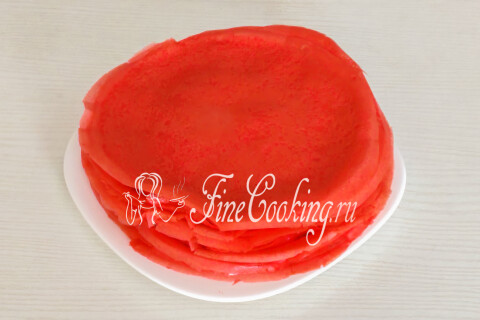 Блинный торт Роза со сливочным кремом. Шаг 13