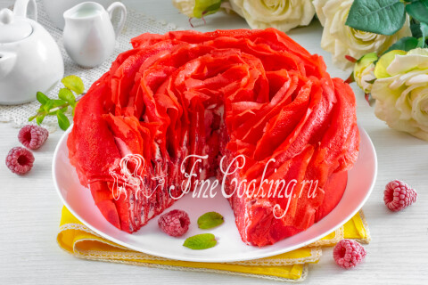 Блинный торт Роза со сливочным кремом. Шаг 20