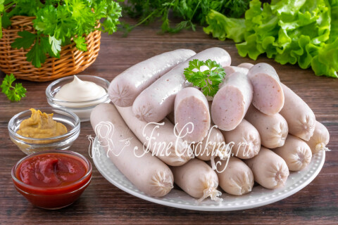 Готовое блюдо: Домашние куриные молочные сосиски