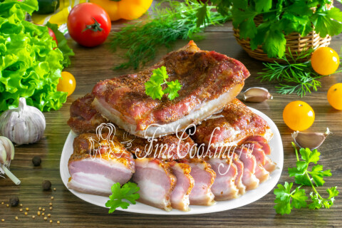 Домашняя грудинка из свинины, запеченная в духовке (с нитритной солью). Шаг 10