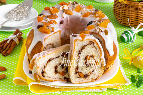 Губана (праздничный дрожжевой пирог с орехами и изюмом). Шаг 23