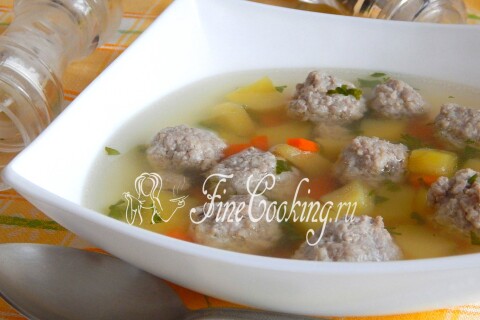 Готовое блюдо: Картофельный суп с фрикадельками