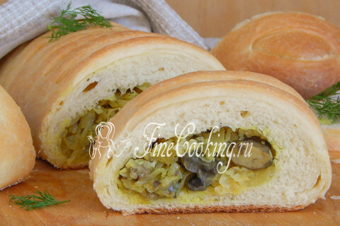 Готовое блюдо: Кулебяка с капустой и грибами