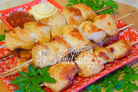 Готовое блюдо: Куриные шашлычки на шпажках