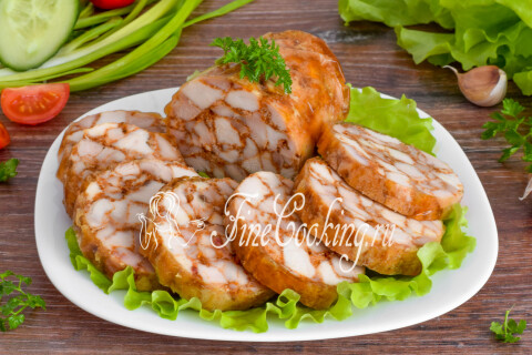 Готовое блюдо: Куриный рулет Мраморный (с желатином)