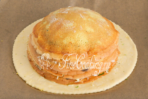 Курник с курицей и блинами. Шаг 36