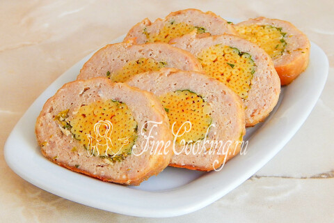 Мясной рулет с макаронами. Шаг 14