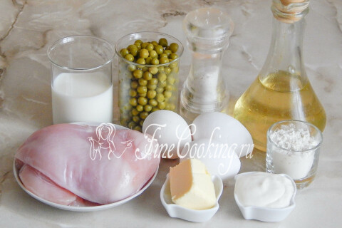 Омлет с курицей и горошком. Шаг 1