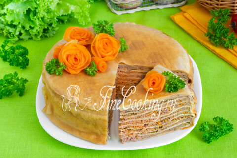 Печеночный торт с блинами. Шаг 24