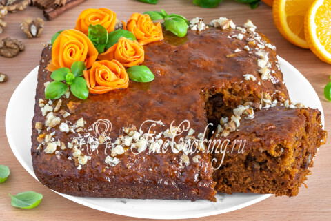 Готовое блюдо: Постный морковный пирог с орехами