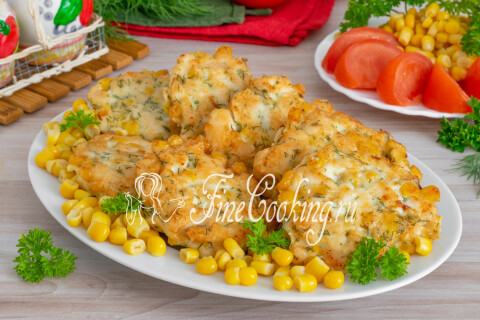 Готовое блюдо: Рубленые куриные котлеты с кукурузой