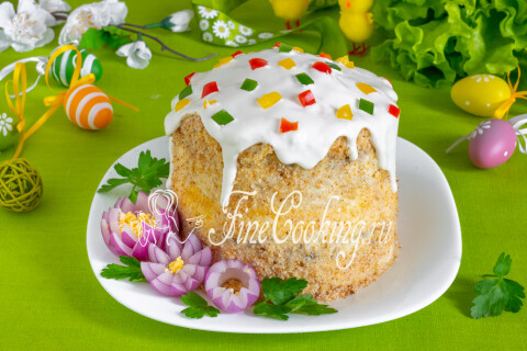 Готовое блюдо: Салат Пасхальный кулич (с рыбными консервами)