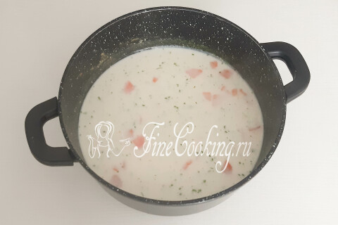 Суп с плавленым сыром и креветками. Шаг 11