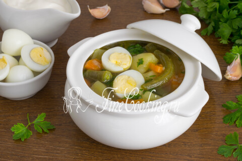 Суп с яйцом и стручковой фасолью. Шаг 11