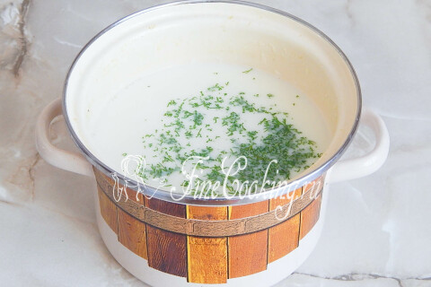 Сырный суп-пюре с гренками. Шаг 8