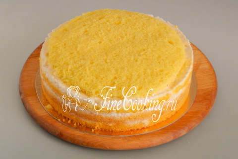 Торт Мимоза (бисквитный с заварным кремом и ананасами). Шаг 39