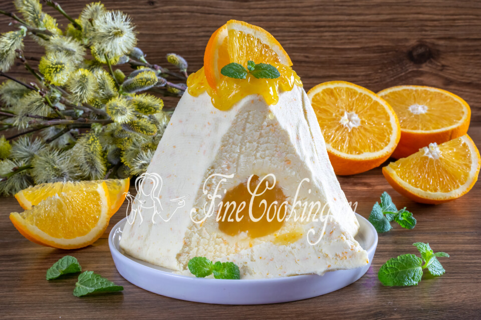 Заварная творожная пасха с апельсинами — готовое блюдо